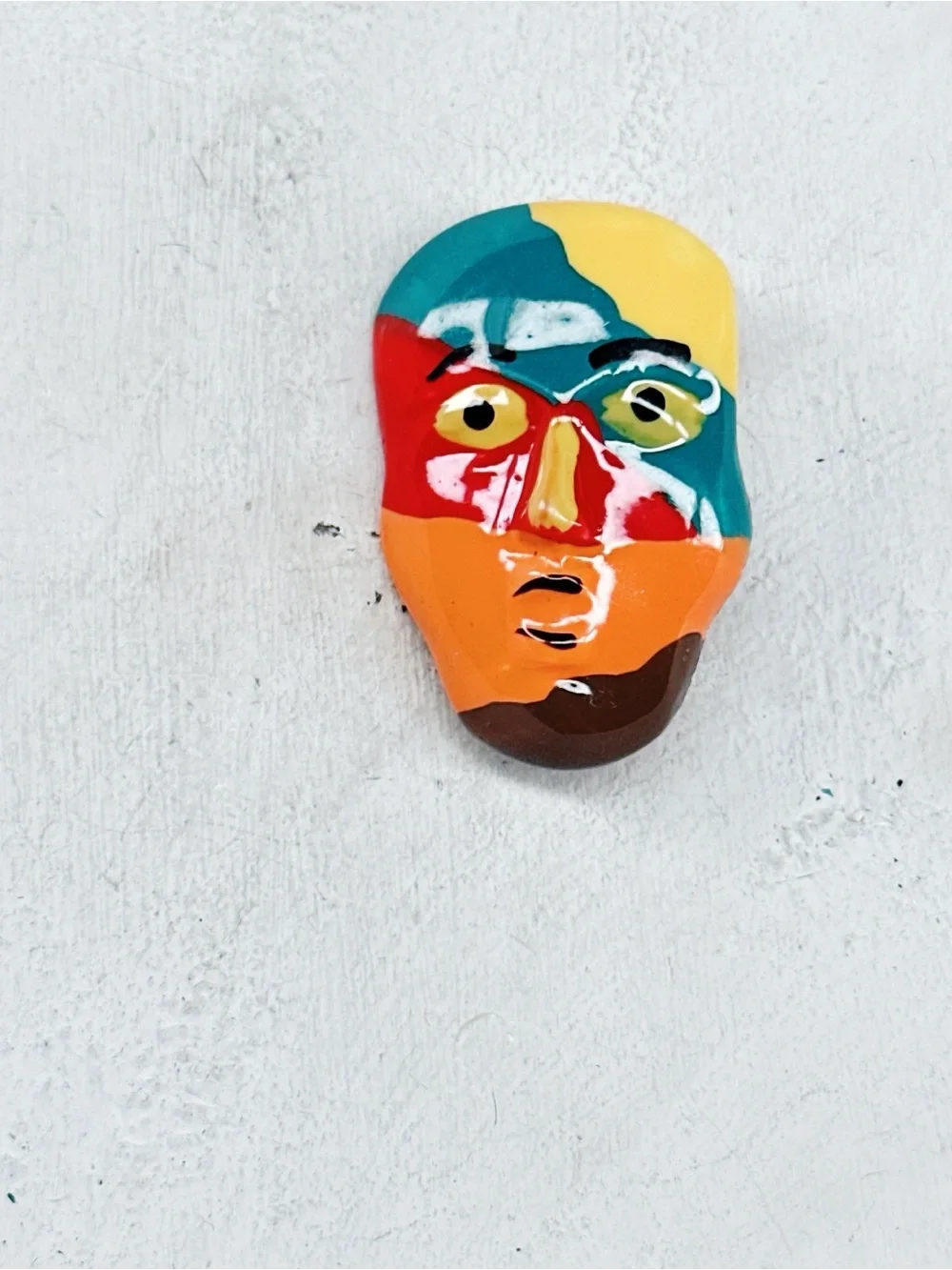 330u. Ceramic Manface Brooch Handmade